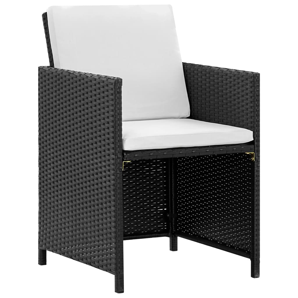Salon de jardin meuble d'extérieur ensemble de mobilier 9 pièces avec coussins résine tressée noir