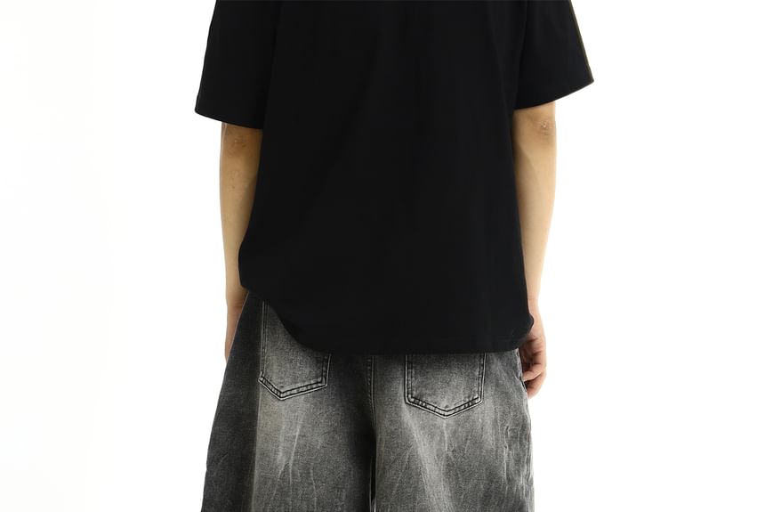 Meiksip - Mid Rise Washed Denim Shorts