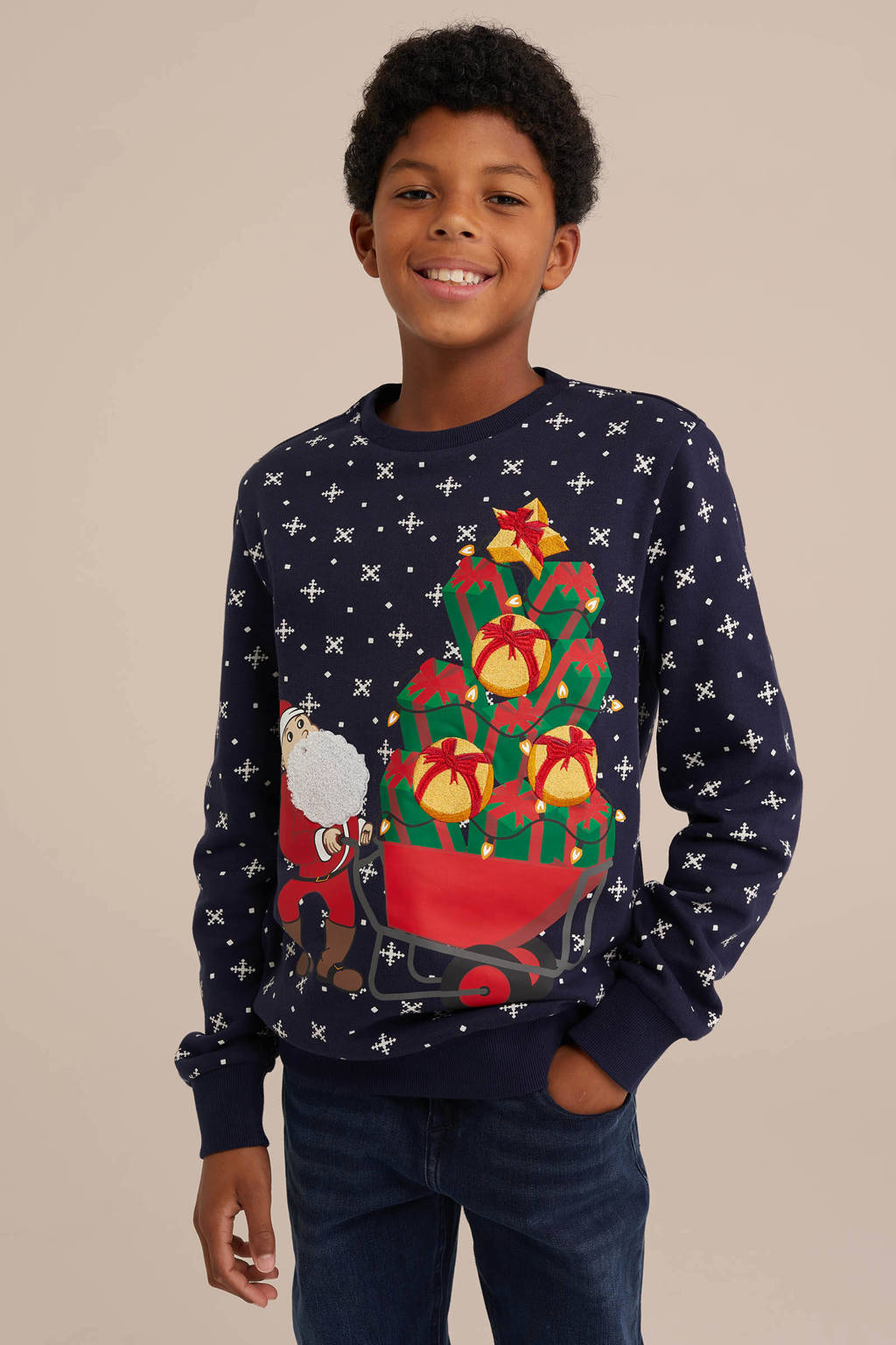 WE Fashion sweater donkerblauw