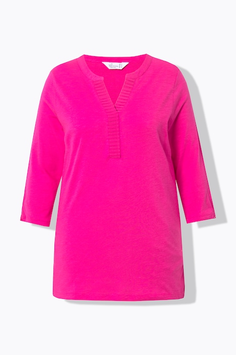 Blusenshirt, Straight Fit, Ausschnitt mit Chiffon
