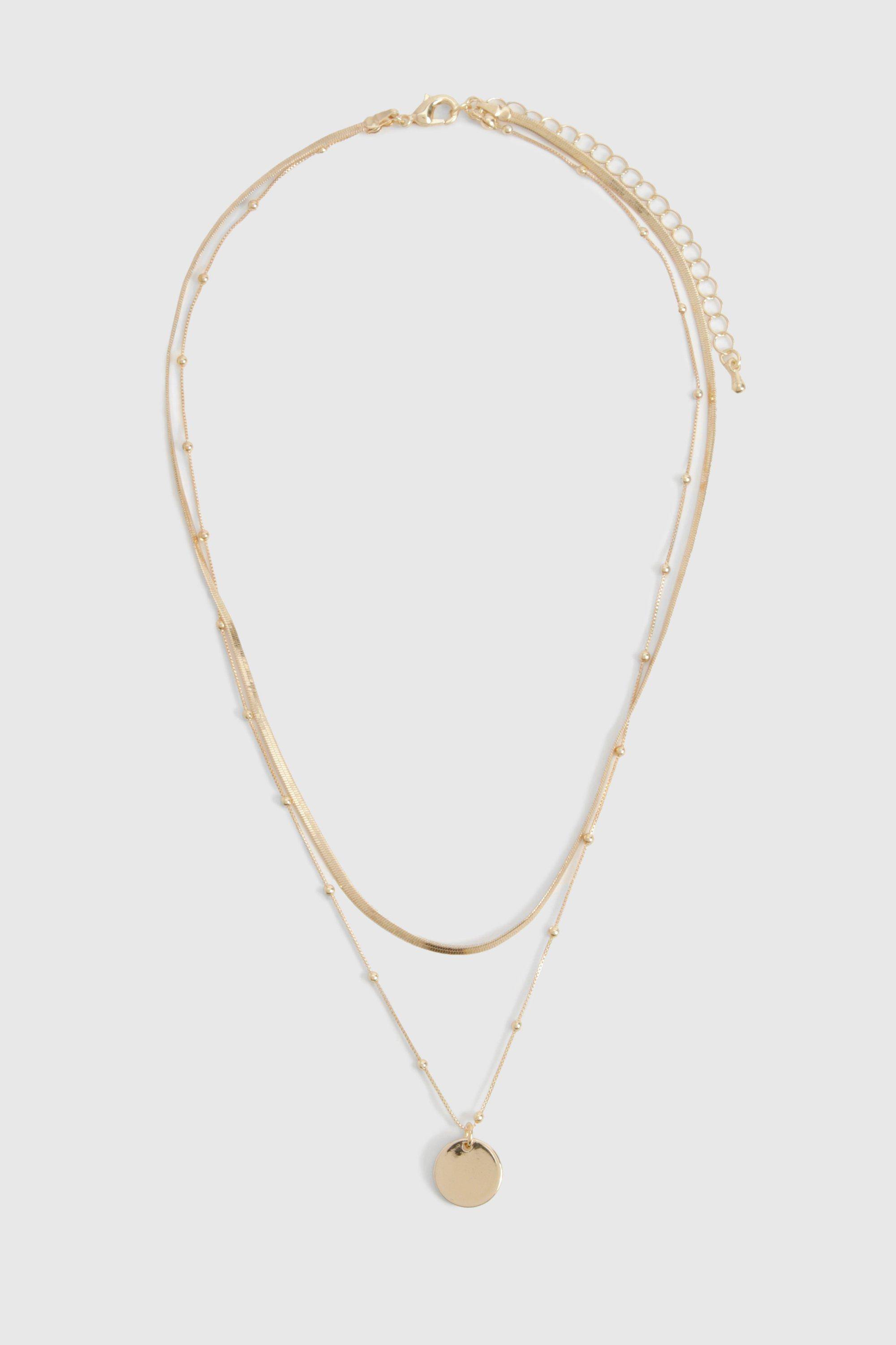 boohoo Collier Pendentif Délicat En Or À Chaînes Superposées