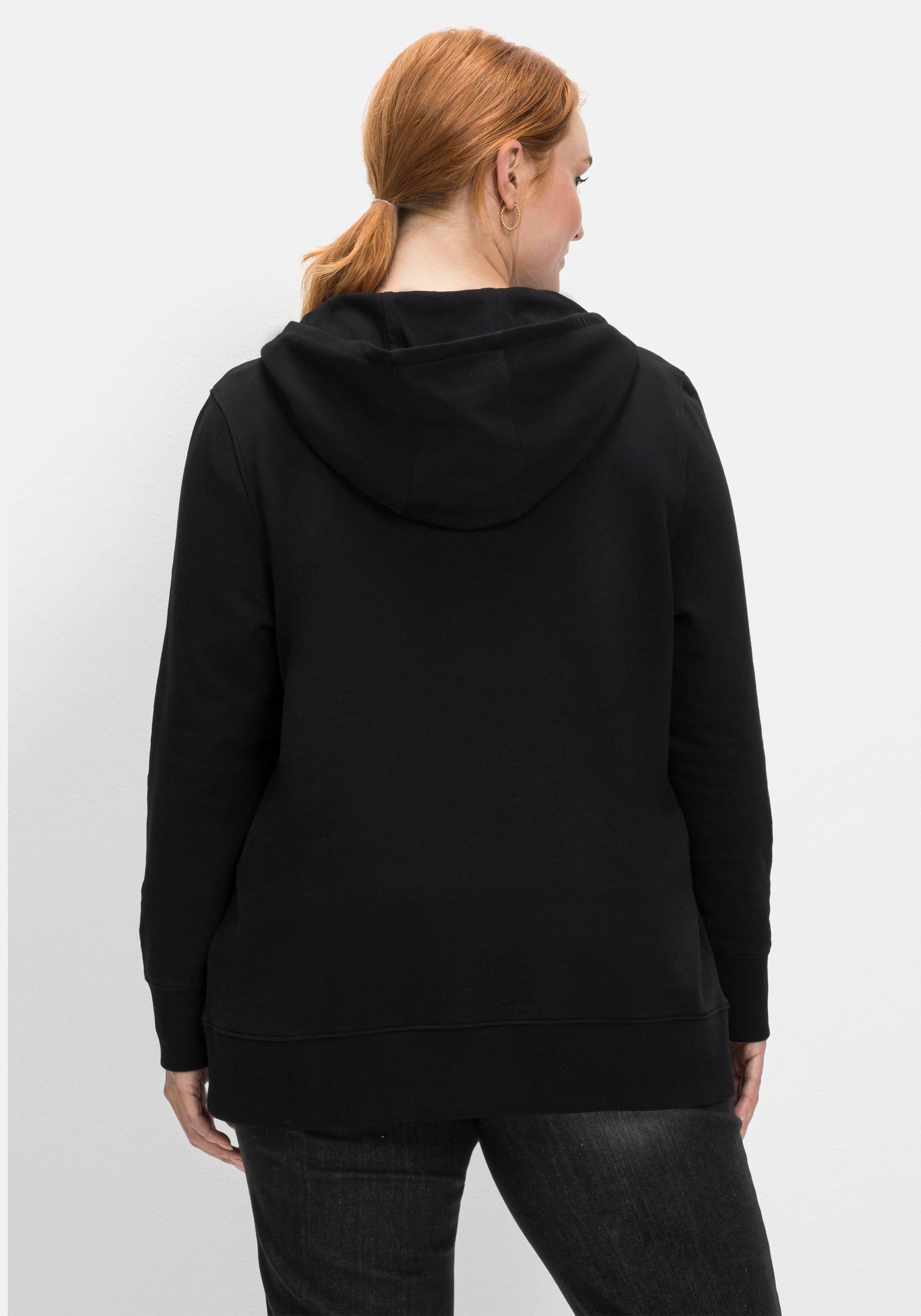 Kapuzensweatshirt mit dekorativem V-Ausschnitt