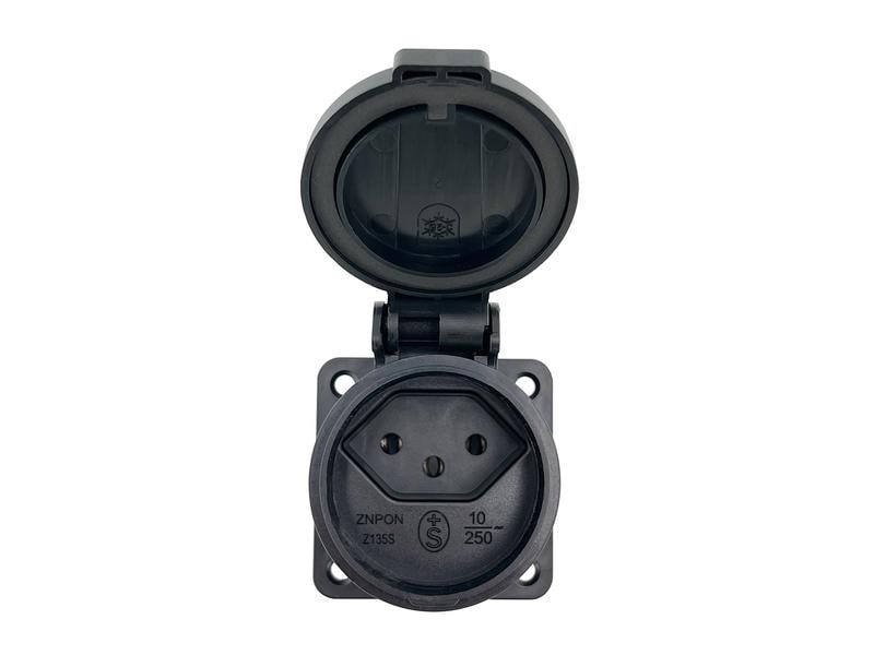 Schönenberger Einbausteckdose T13 IP55 mit Klappdeckel, Sch Montagesteckdose Typ 13, IP55