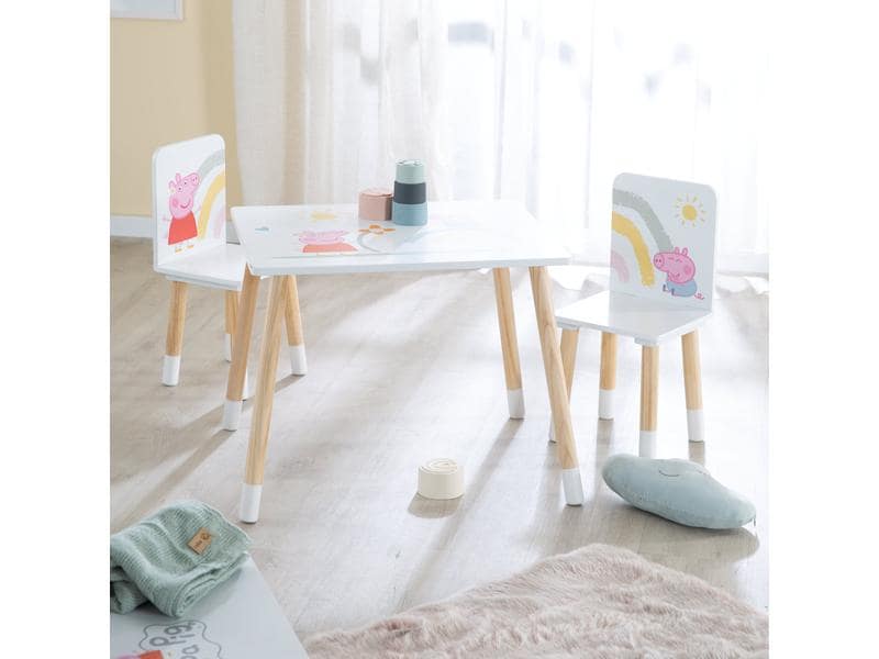 roba Kindersitzgruppe Peppa Pig Mehrfarbig; Rosa; Weiss Dreiteiliges Möbel-Set