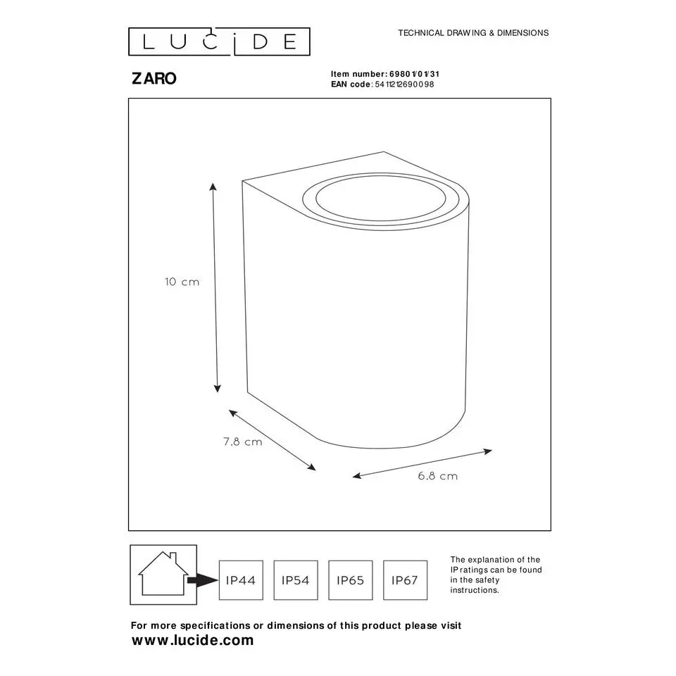Lucide ZARO Wandspot - Wit