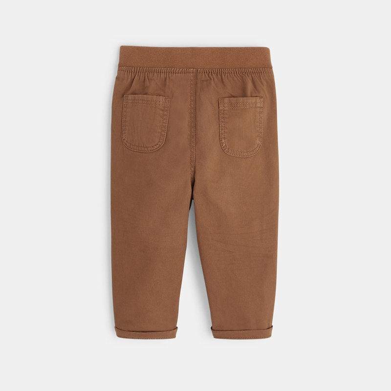Pantalon toile effet denim doublé marron bébé garçon