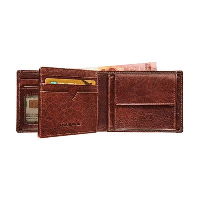 Maverick Rough Gear - Portefeuille - RFID, avec pochette à monnaie - cuir de buffle pleine fleur à tannage végétal - brun