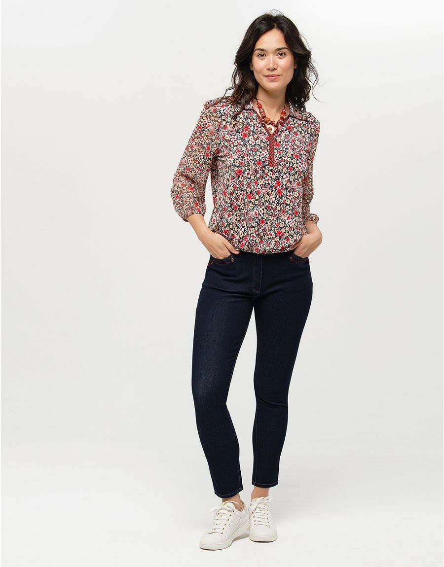 Blouse fleurie rouge