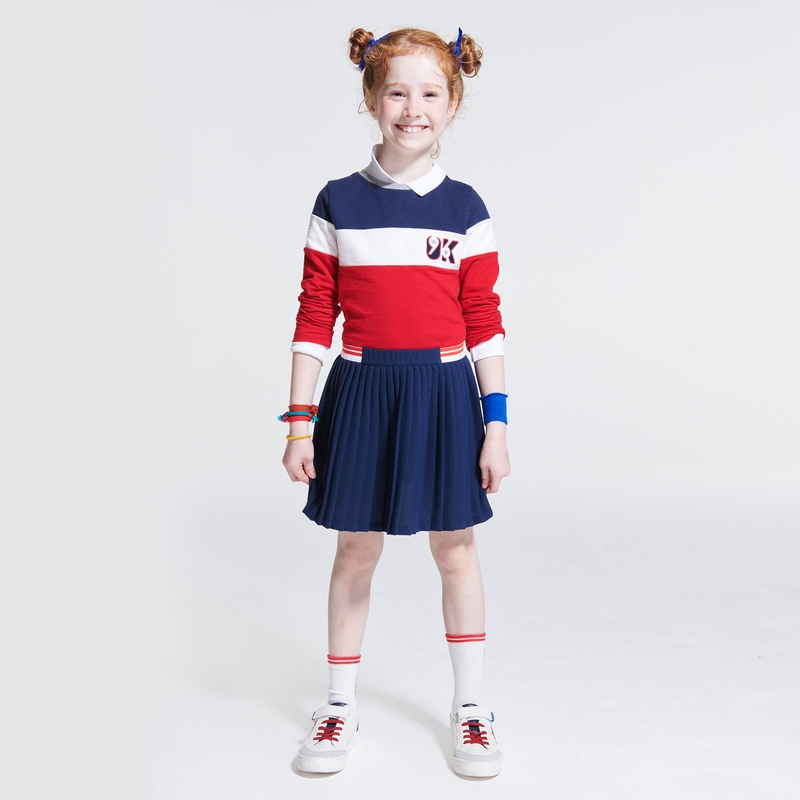 Jupe courte plissée bleue fille