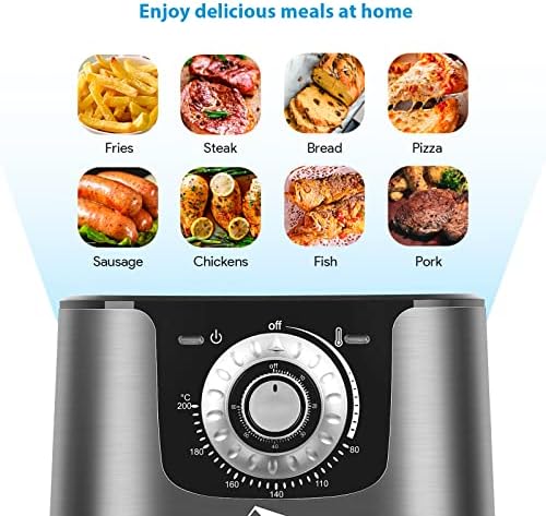 Friteuse Sans Huile, Uten Friteuse à Air 1800W, 6.5L Air Fryer  2 à 8 personnes, Panneau Tactile LED avec 8 Programmes, Paniers Antiadhésifs, Sans BPA/PFOA : Cuisine et Maison