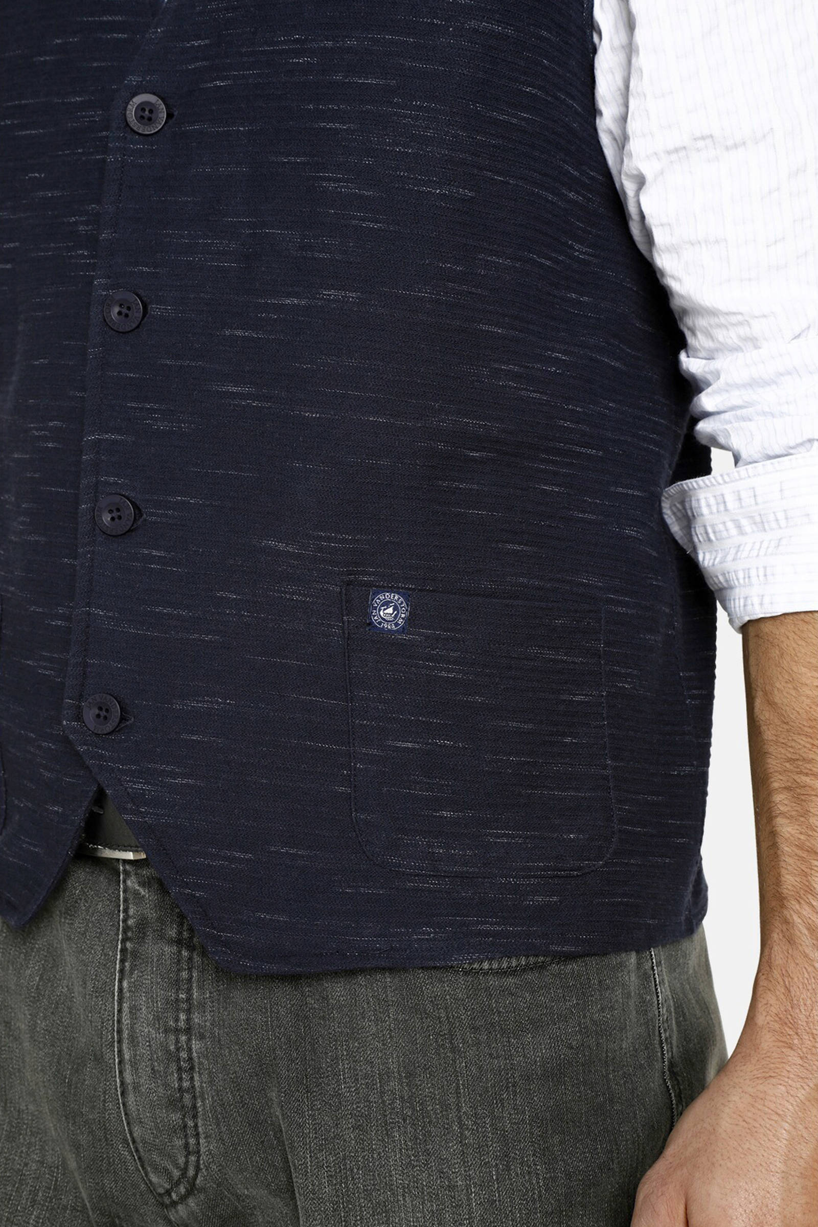 Jan Vanderstorm gemêleerd gilet  Plus Size AHLMANN donkerblauw