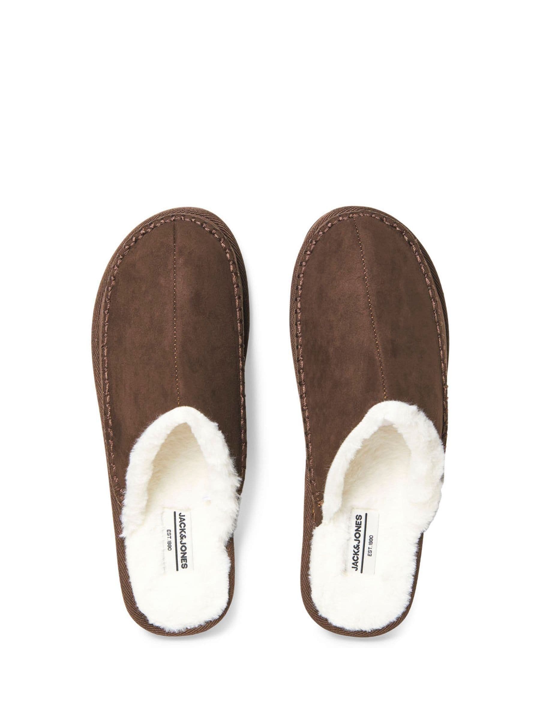 Bruin - JACK & JONES Fleece Lined Stitch Detail Mule Slippers