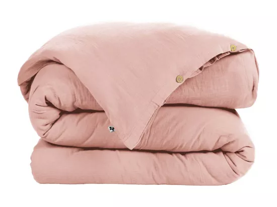 OUREA - Housse de Couette 260x240cm Gaze de Coton Rose Pêche