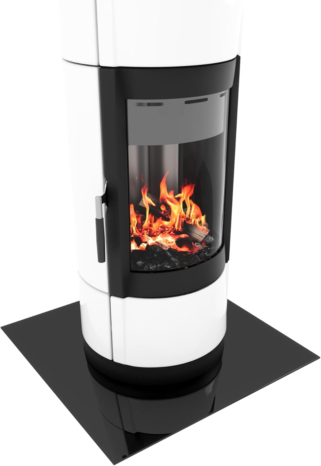 BIJON Funkenschutz-Platte Schwarz mit polierter Kante, Glasplatte Kaminofen, Kaminschutz mit ESG Sicherheitsglas, Kamin Zubehör, Kamin Glasplatte, Quadrat 100 x 100 cm, 6mm