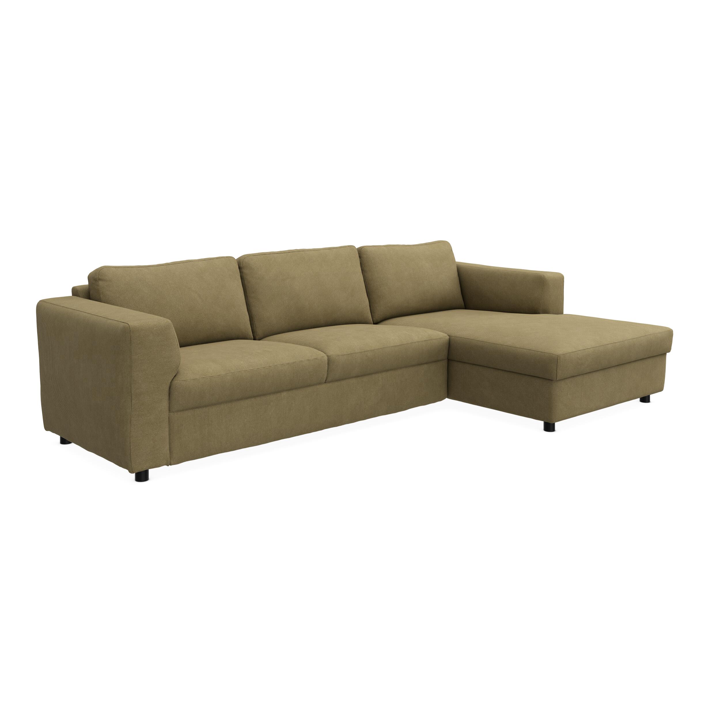 Lean højrevendt sofa med chaiselong