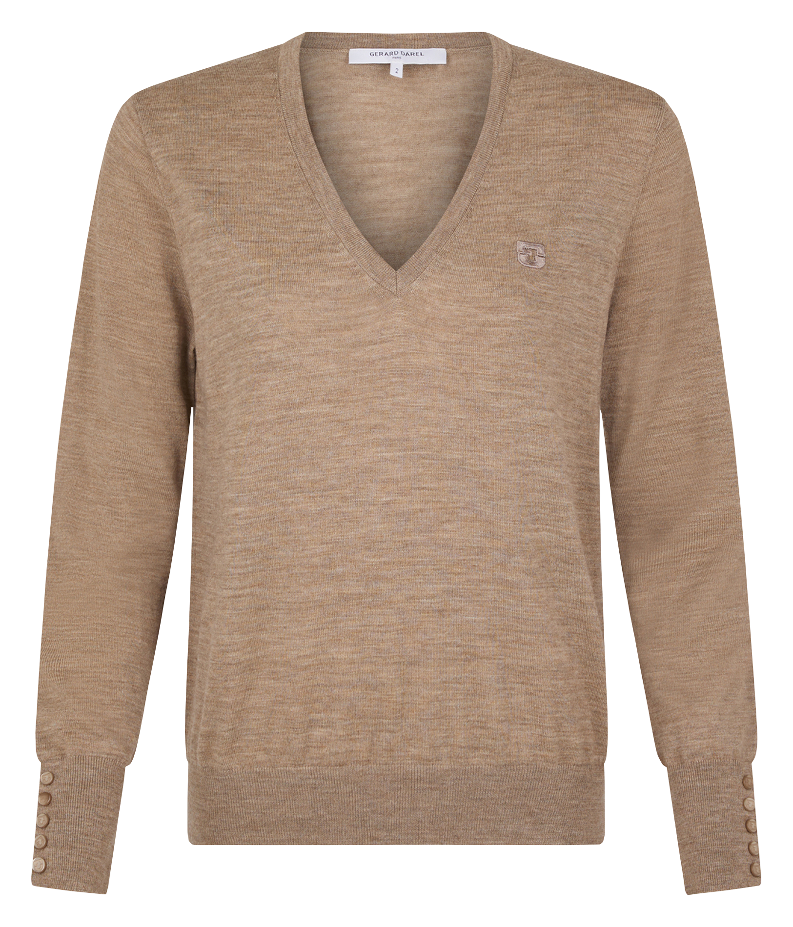 JADE - Pull col V en laine | Beige