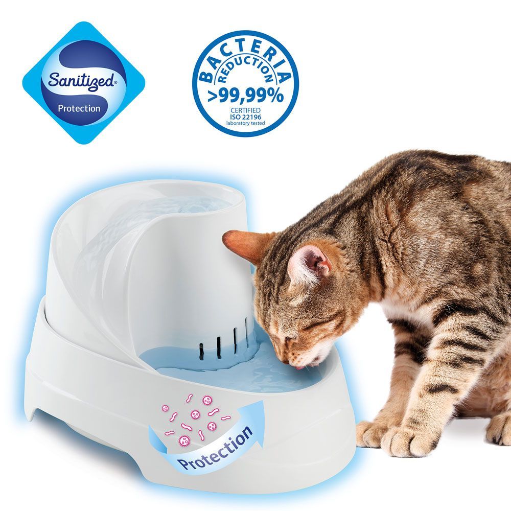 Ferplast fontaine pour chats et chiens de petite taille vega, 2 litres, avec protection antibactérienne permanente, effet source