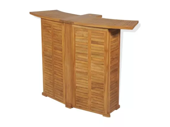 Comptoir de bar et 4 chaises hautes teck massif clair Aqual