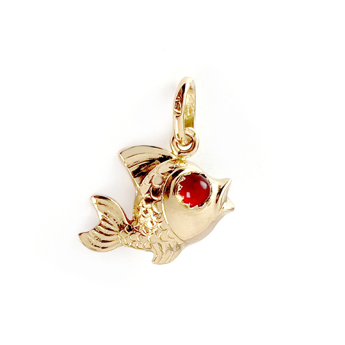 Pendentif poisson d'occasion or 750 jaune pierres imitation