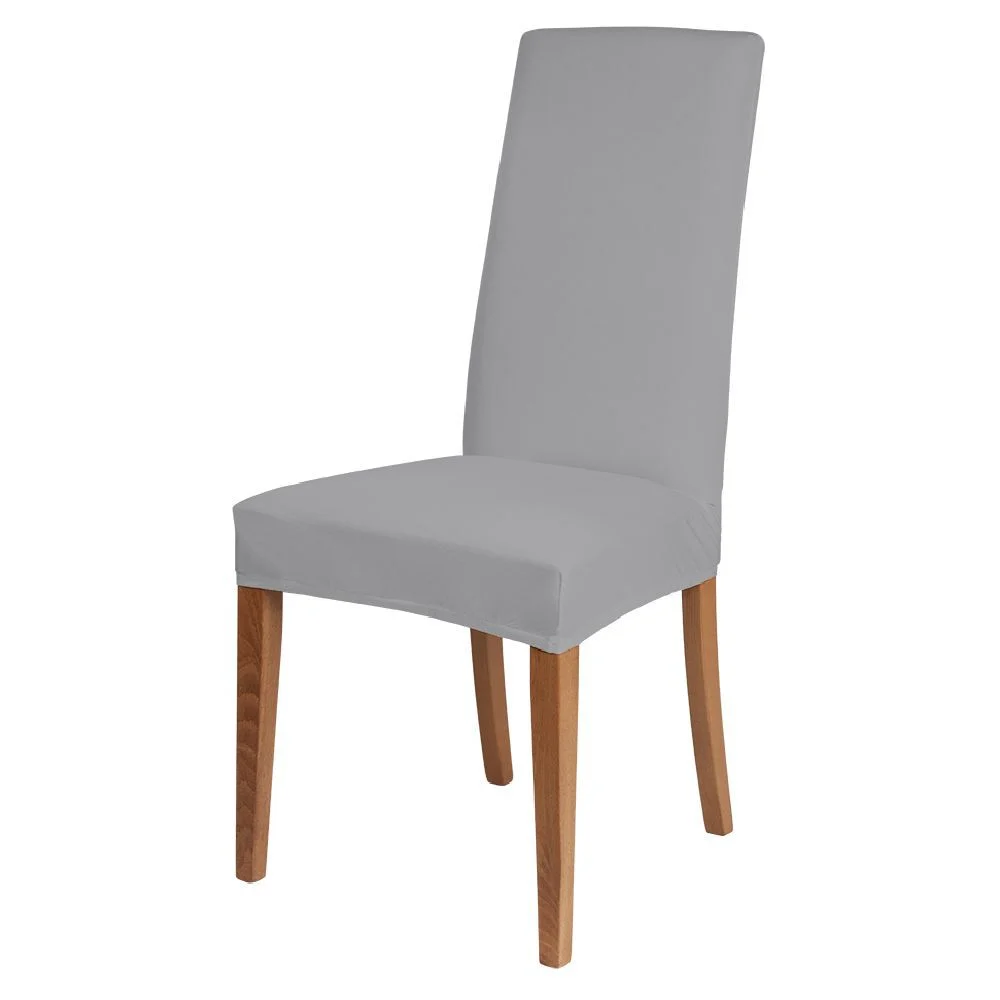 Housse de chaise microfibre extensible uni gris