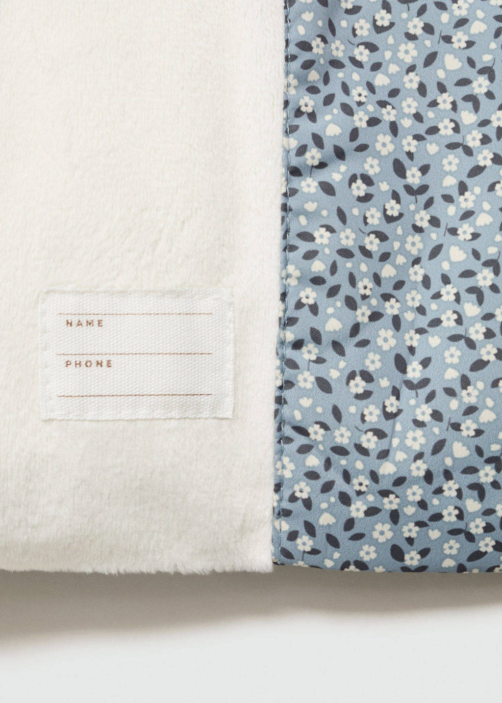 Mango Kids gebloemde gewatteerde winterjas blauw/groen