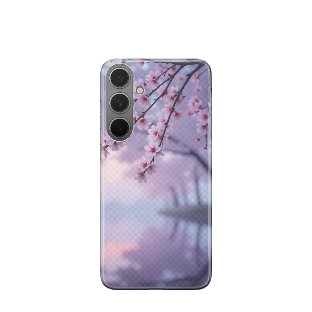 Samsung Galaxy S24 Plus Gummi Hülle Blütentraum am Wasser - Lila-Violett