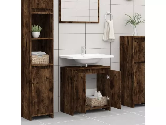 Armoire de bain Chêne fumé 60x33x61 cm Bois d'ingénierie