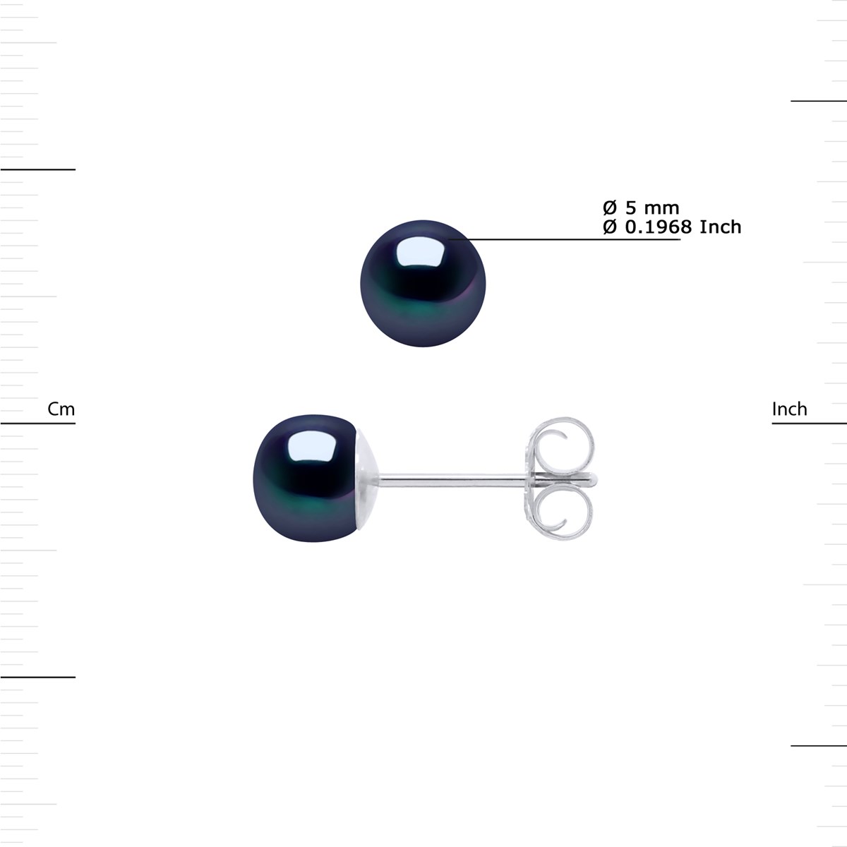 Boucles d'Oreilles Perles d'Eau Douce 5-6 mm Noires Argent 925
