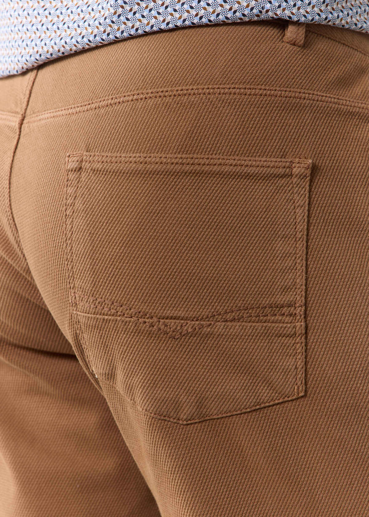 Pantalon casual skinny en coton mélangé stretch uni cognac