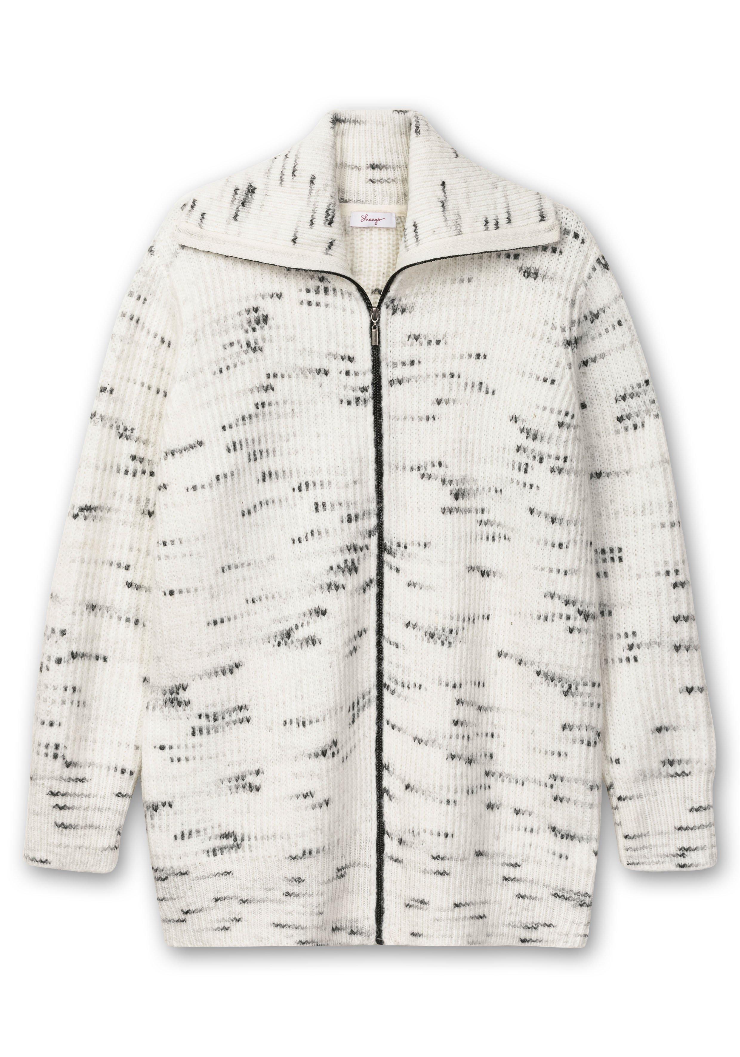 Strickjacke mit Troyerkragen und Reißverschluss