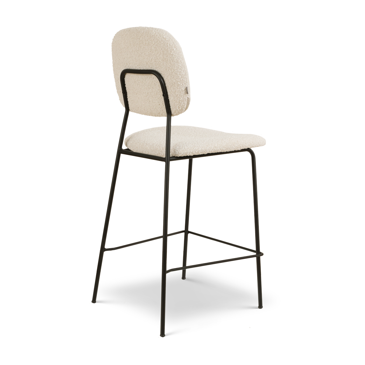 Barkruk Jasmijn bouclé beige - zwart onderstel H65