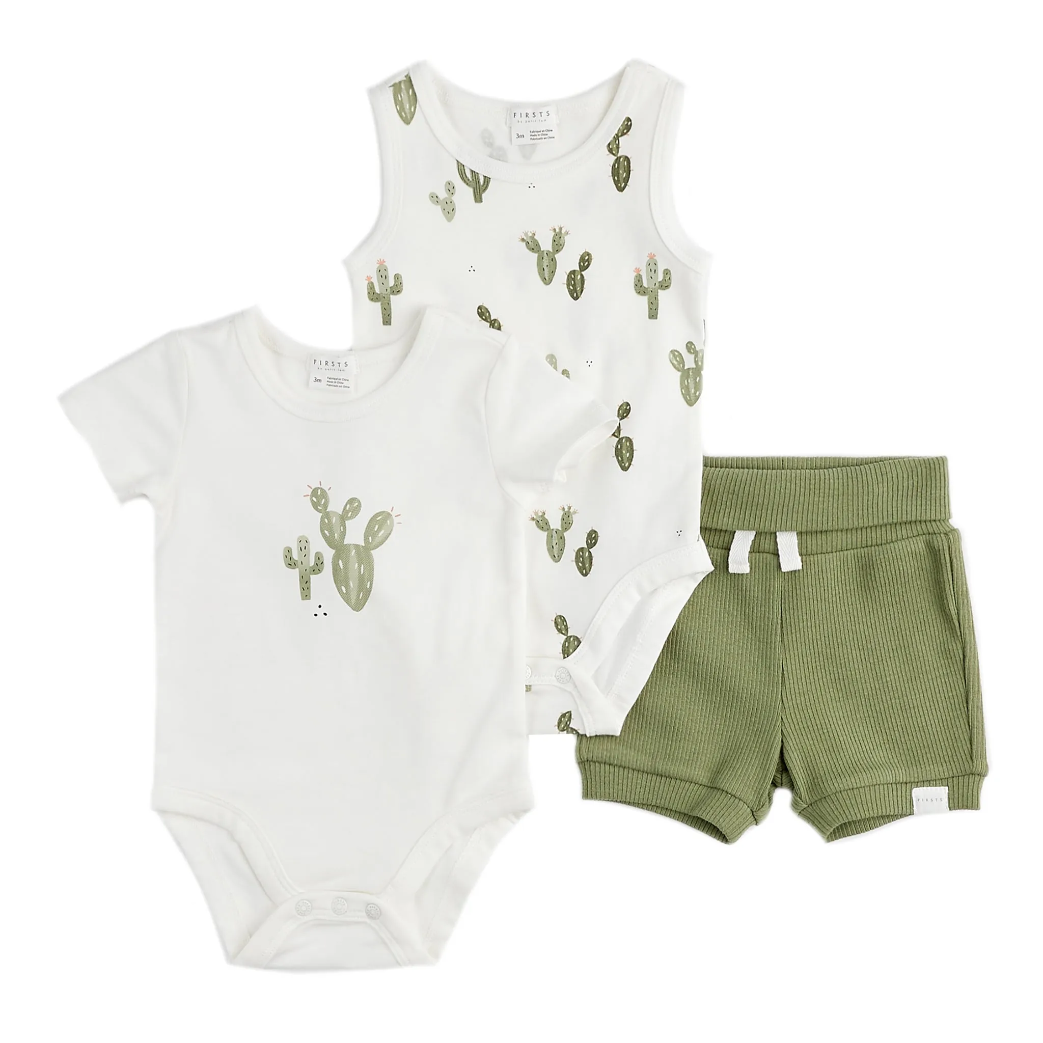 Firsts par Petit Lem Ensemble Short 3 Pièces Cactus 3-24mois