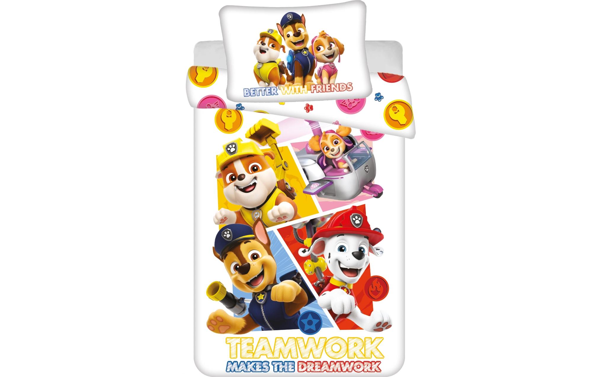 Kinderbettwäsche Paw Patrol PP498 100 x 135 cm + 40 x 60 cmBettwäscheset für ein kleineres Kinderbett