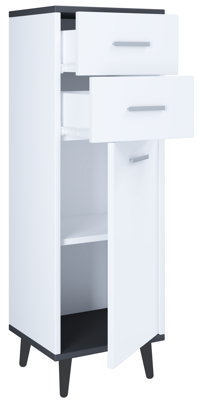 Kommode LINDAS - weiß - anthrazit - 32 cm breit