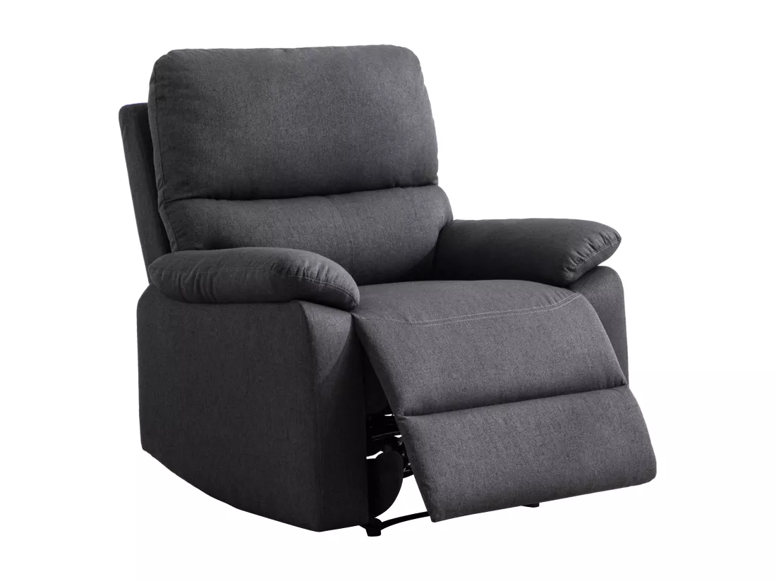 Canapé 3 places et fauteuil relax électrique en tissu gris anthracite LUNANO