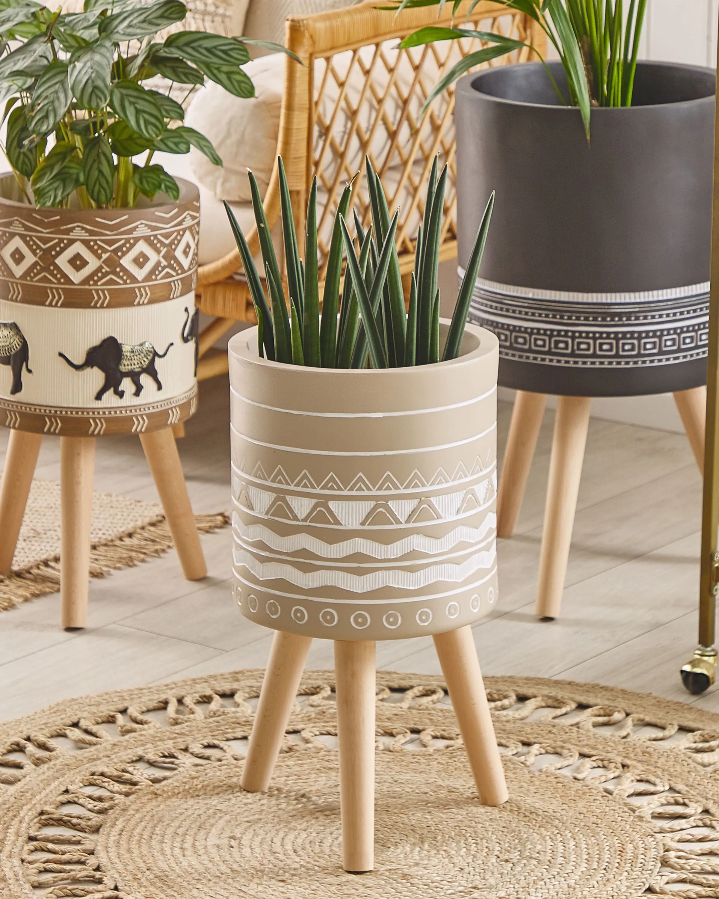 Verhoogde bloempot MILINA 30 cm Beige