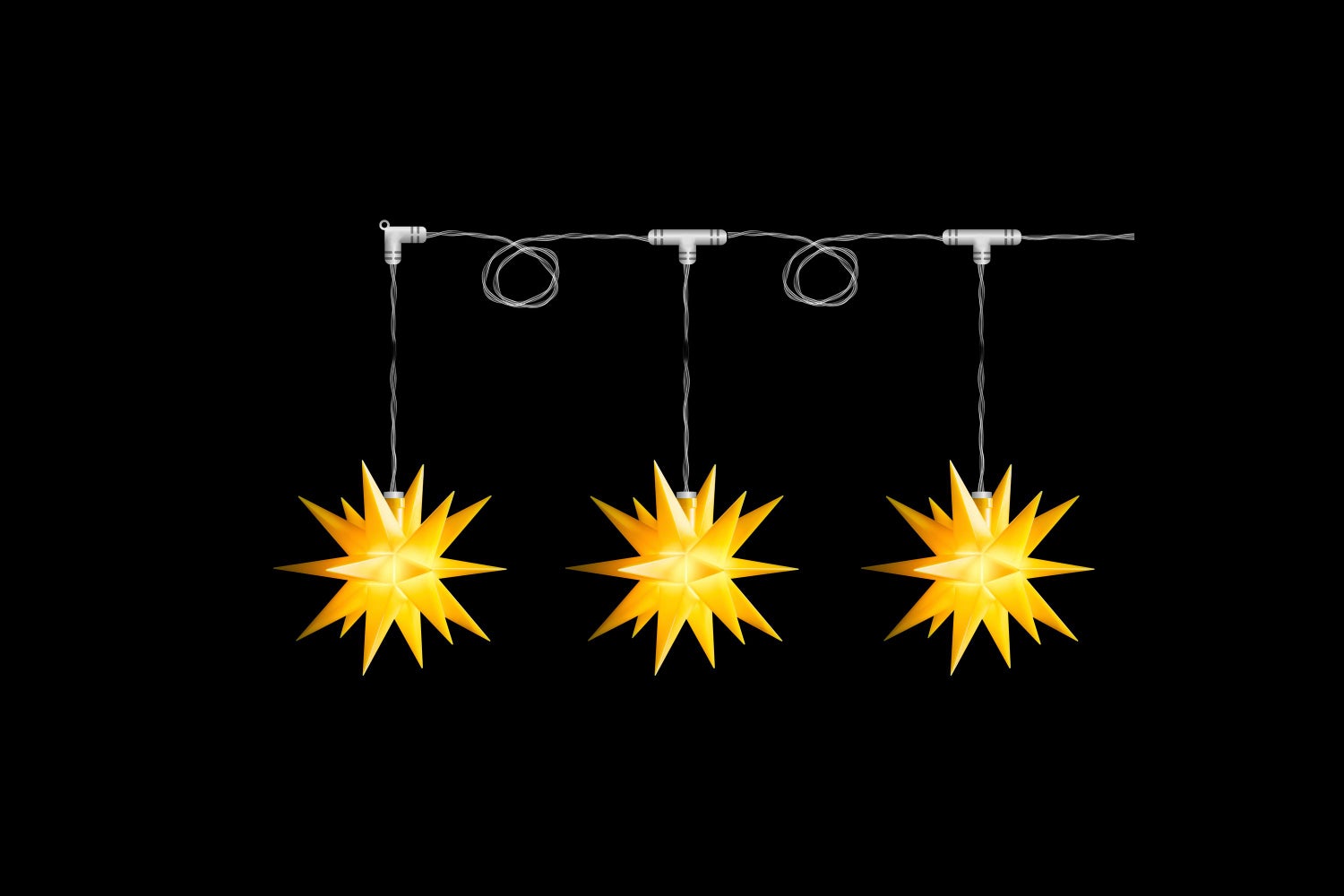 Sterntaler Sterrenslinger | Kerststerrenslinger | 3 sterren | 18 punten | 12 cm | Binnen | LED | Werkt op batterijen | Met timer