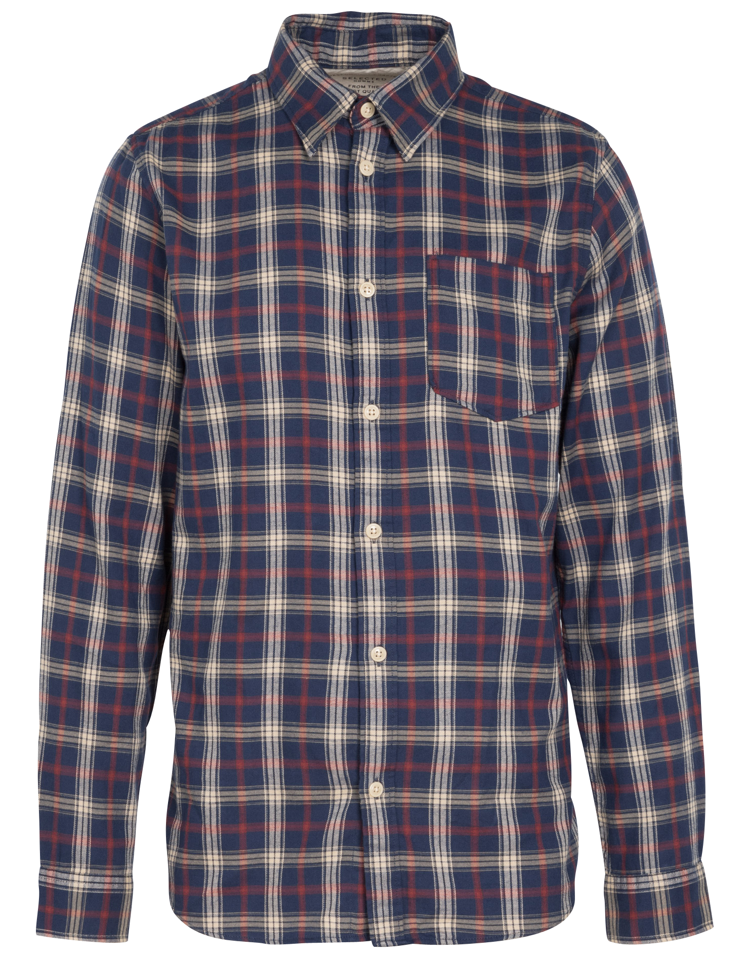 Chemise col classique regular-fit à carreaux en coton bio | Bleu