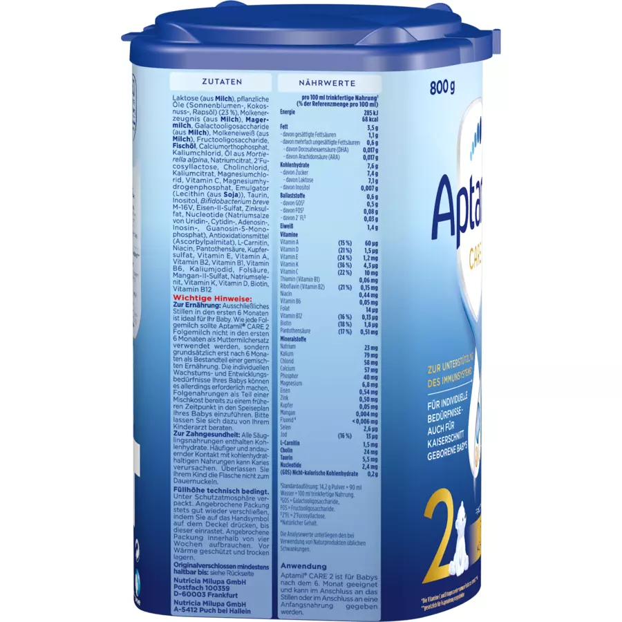Aptamil Folgemilch 2 CARE 4x 800g nach dem 6. Monat