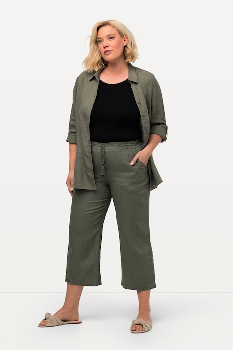 7/8-Leinenhose, elastischer Bund, natürlich kühl