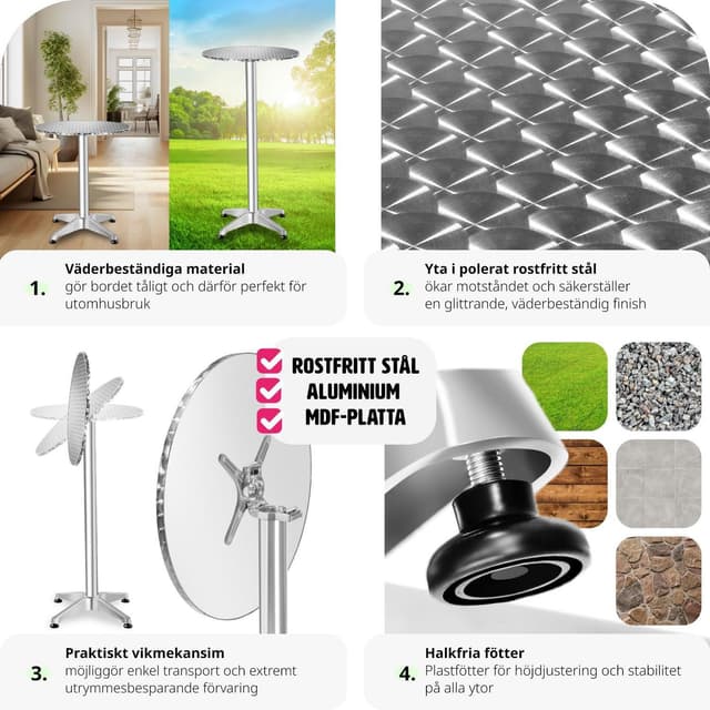 Cafebord i aluminium Ø60cm