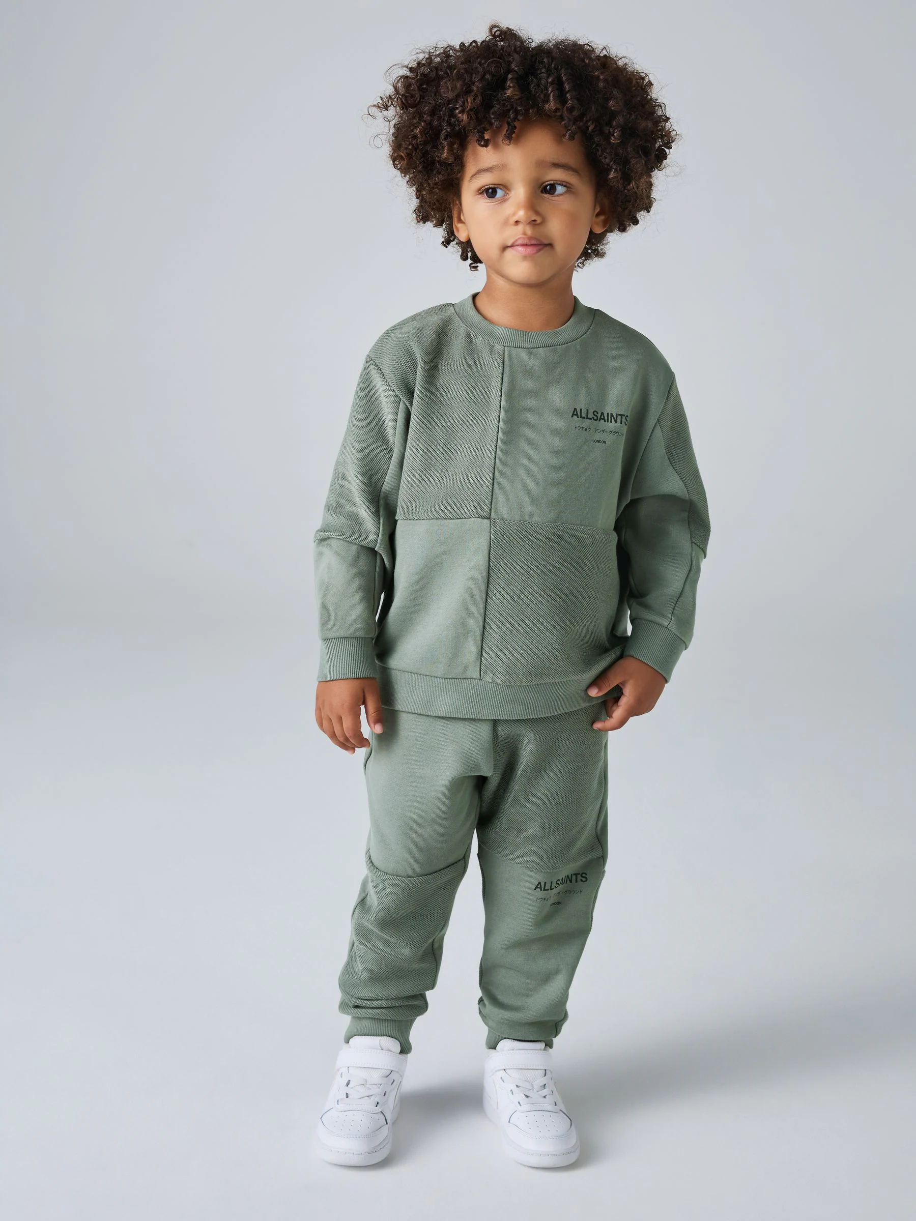 Dusky Green/Textured - smALLSAINTS Underground Oversized Younger Boys Sweatshirt and Joggers Set