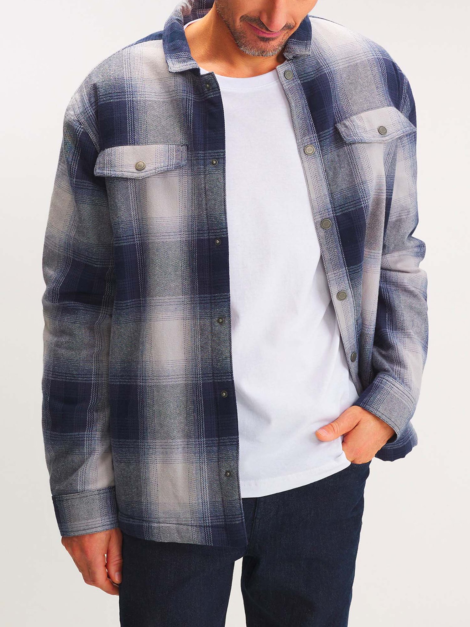 Surchemise Homme en Flanelle Carreaux Marine