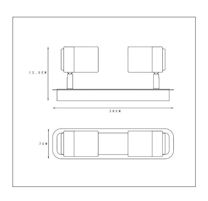 Lucide Lennert plafondlamp 2 spots 5W zwart
