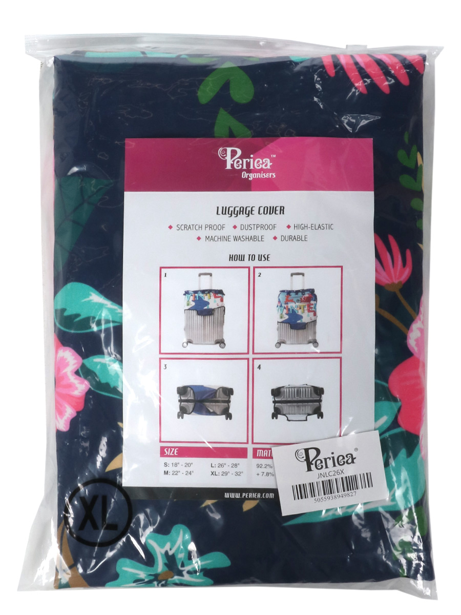 Housse de valise Periea Dark Blue with Flowers XL