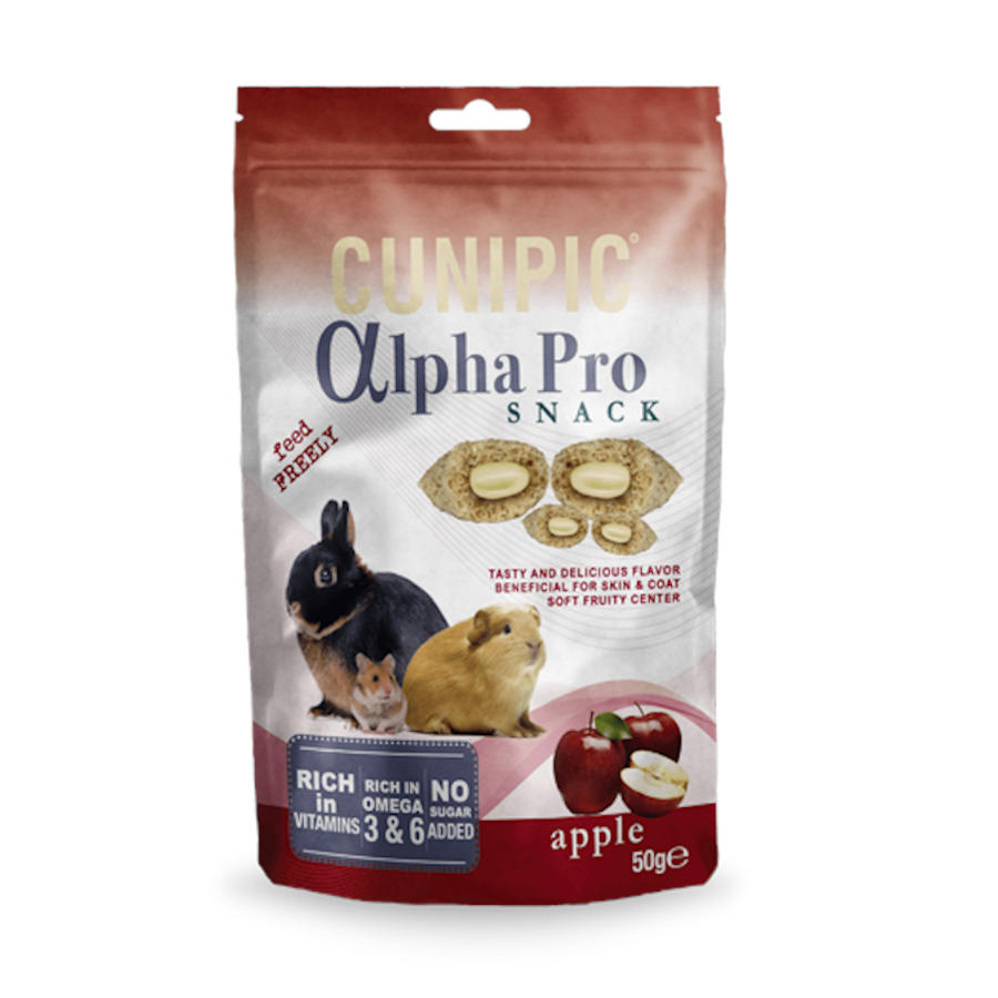 Petiscos de maçã Cunipic Alpha Pro para coelhos e roedores