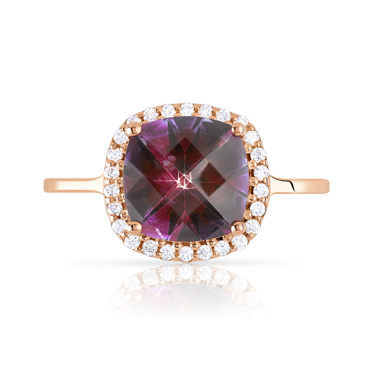Bague or 375 rose topaze