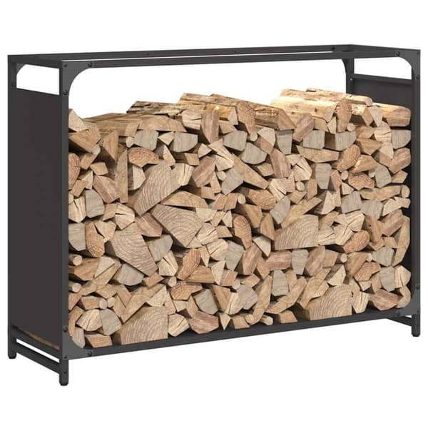 vidaXL Vedstativ svart 90x28x65 cm kaldvalset stål