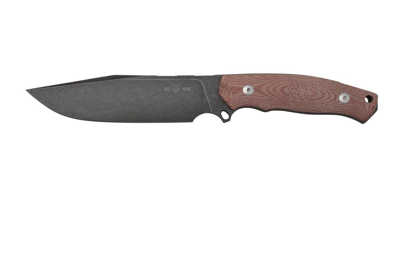 GiantMouse GMF4 Red Canvas Micarta, vaststaand mes, Ansø en Voxnaes design
