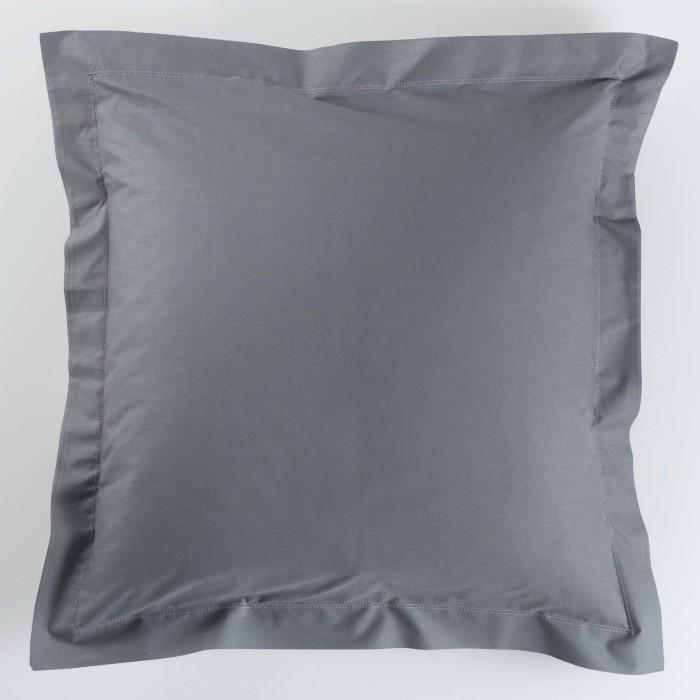 TAIE D OREILLER VOLANT PLAT 50X70CM LINA GRIS SOURIS